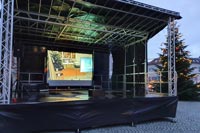 Videoleinwand-Live-Übertragung auf die mobile Bühne auf den Marktplatz Markranstädt